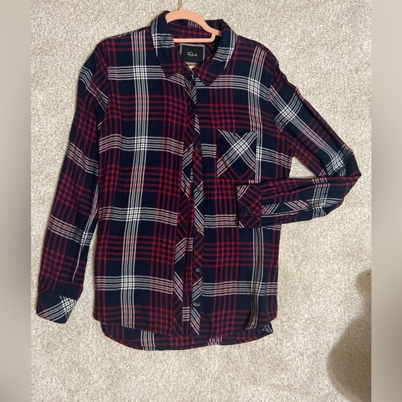 Rails Plaid Button Down Shirt, Dark Navy, Red, White Like New - Picture 2 of 11